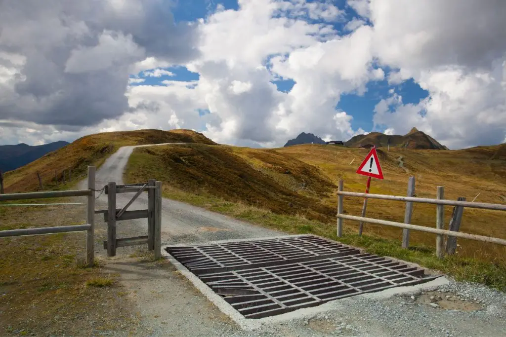 cattle grid with short fencing