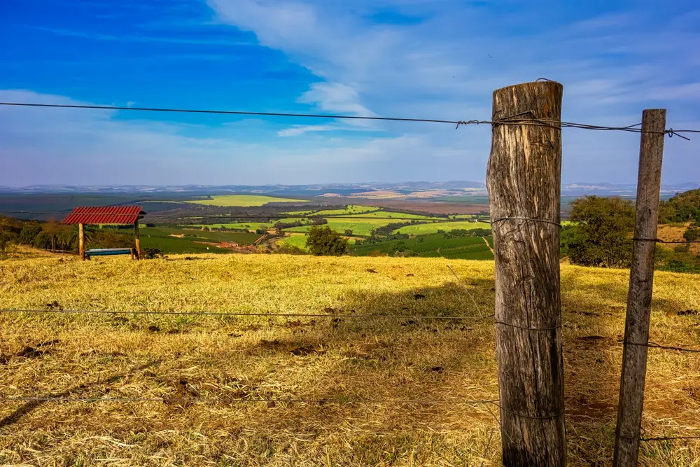 High-Tensile Fixed-Knot Wire Fence with wooden and metal beams