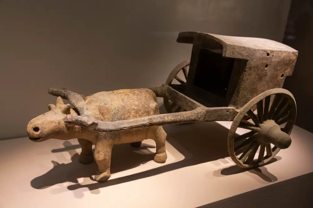 pottery cattle cart from ancient china